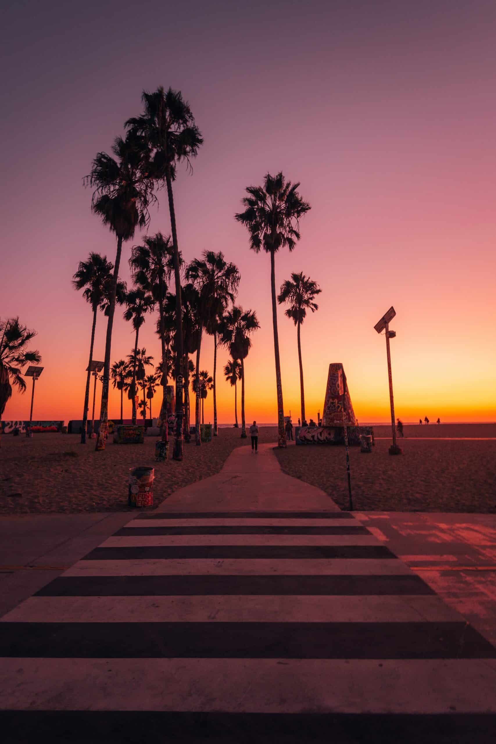 Venice Beach at sunset in Los Angeles, California