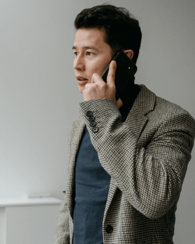 Young man talking to an advisor on an addiction recovery helpline