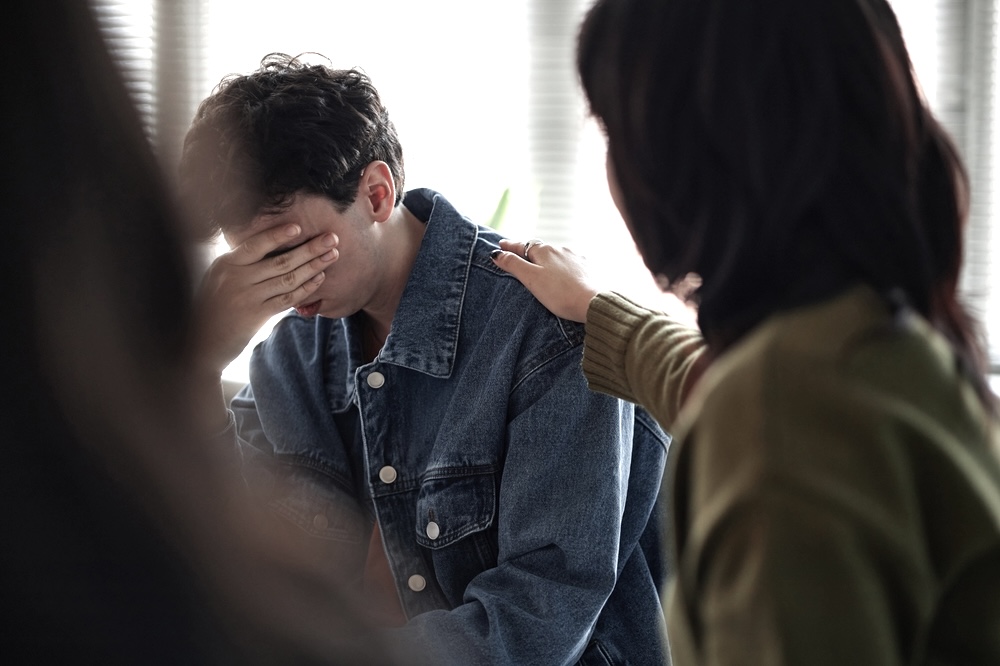 Heroin addiction intervention on a young man